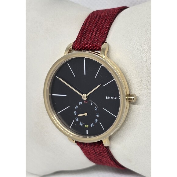 Womens Skagen Hagen SKW2354 Small Second Hand Black Dial Gold Tone Case Watch 13 main image 5